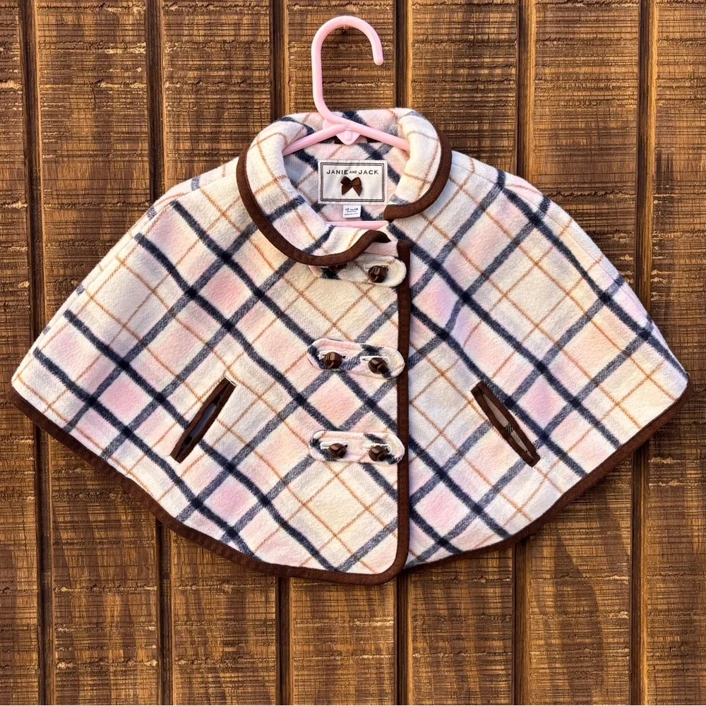 Janie and Jack Plaid Wool Blend Cape Poncho